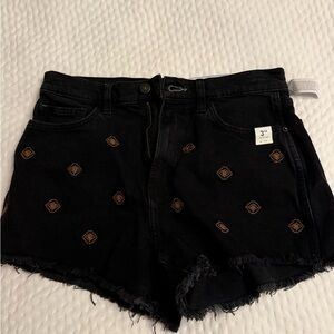 Black Embroidered Women's Shorts